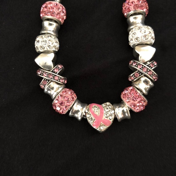 Breast Cancer Charm bracelet + extender - Picture 2 of 4